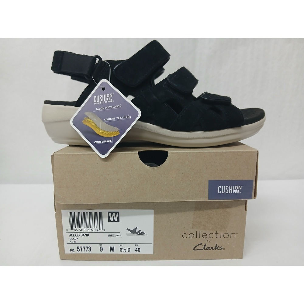 Clarks Women's Alexis Band Black Suede Comfort Sandals 26157773 Size 9M